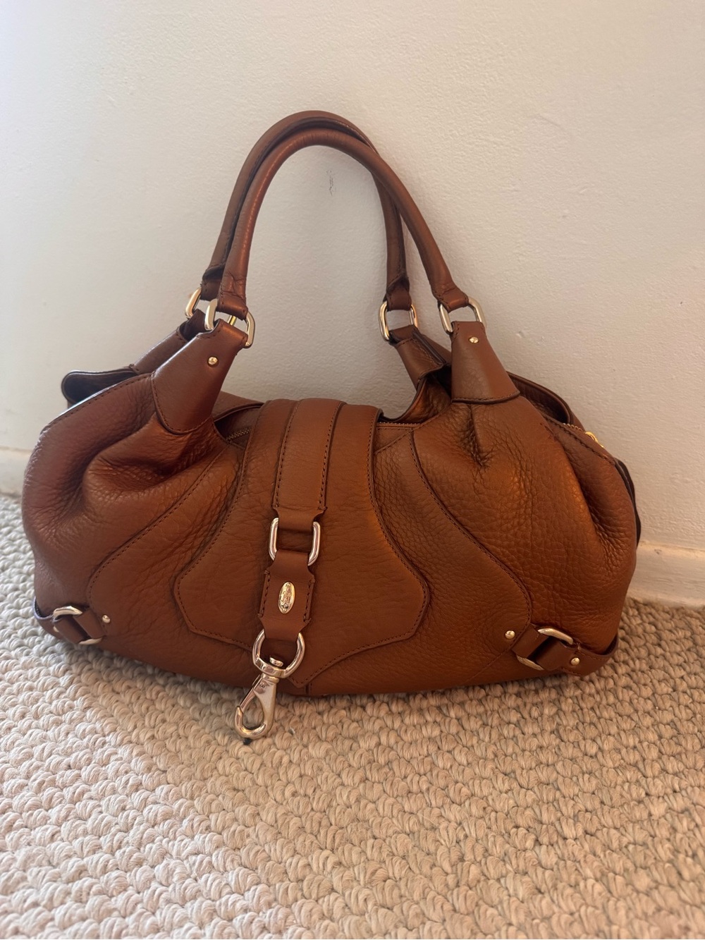 Cole Haan Tan Leather Satchel with Gold Hardware